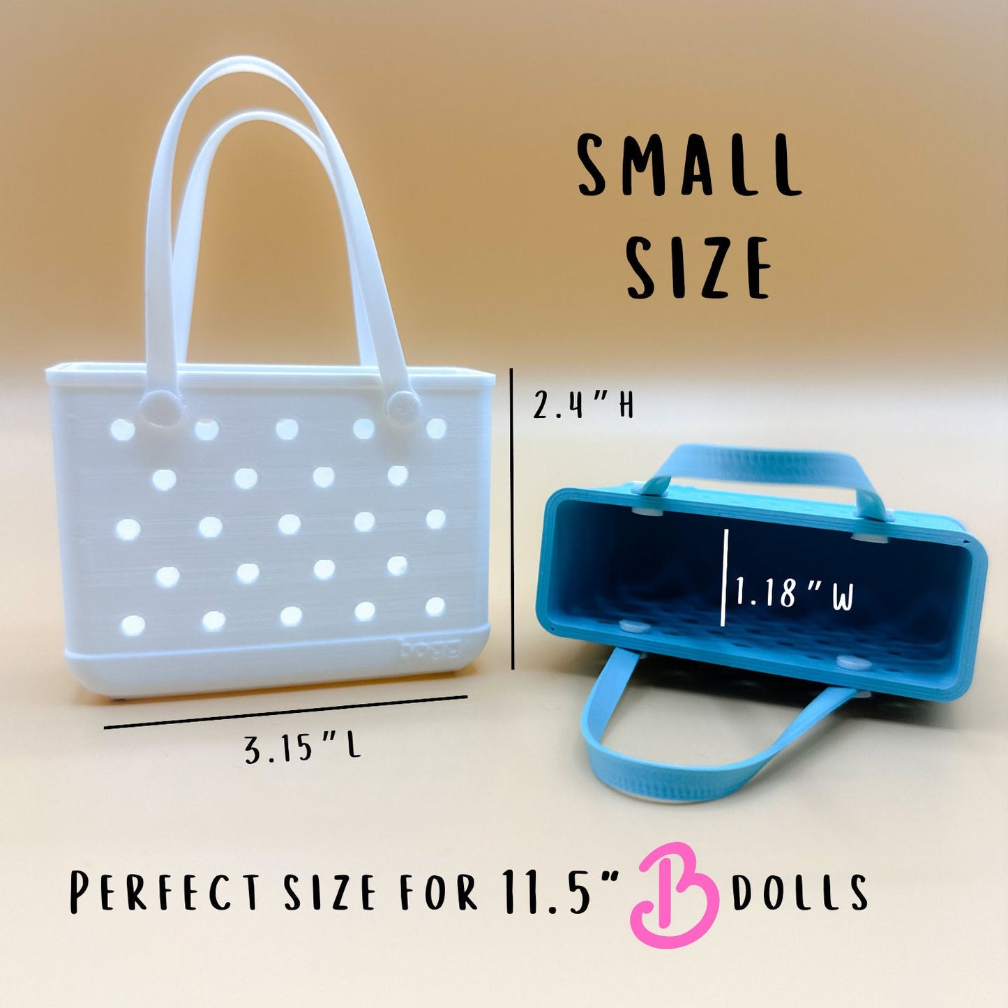 Mini Bogg Bag Accessory, Doll Size Tote, Hard Plastic Mini Bag, Bag Charm Insert, Purse Decor