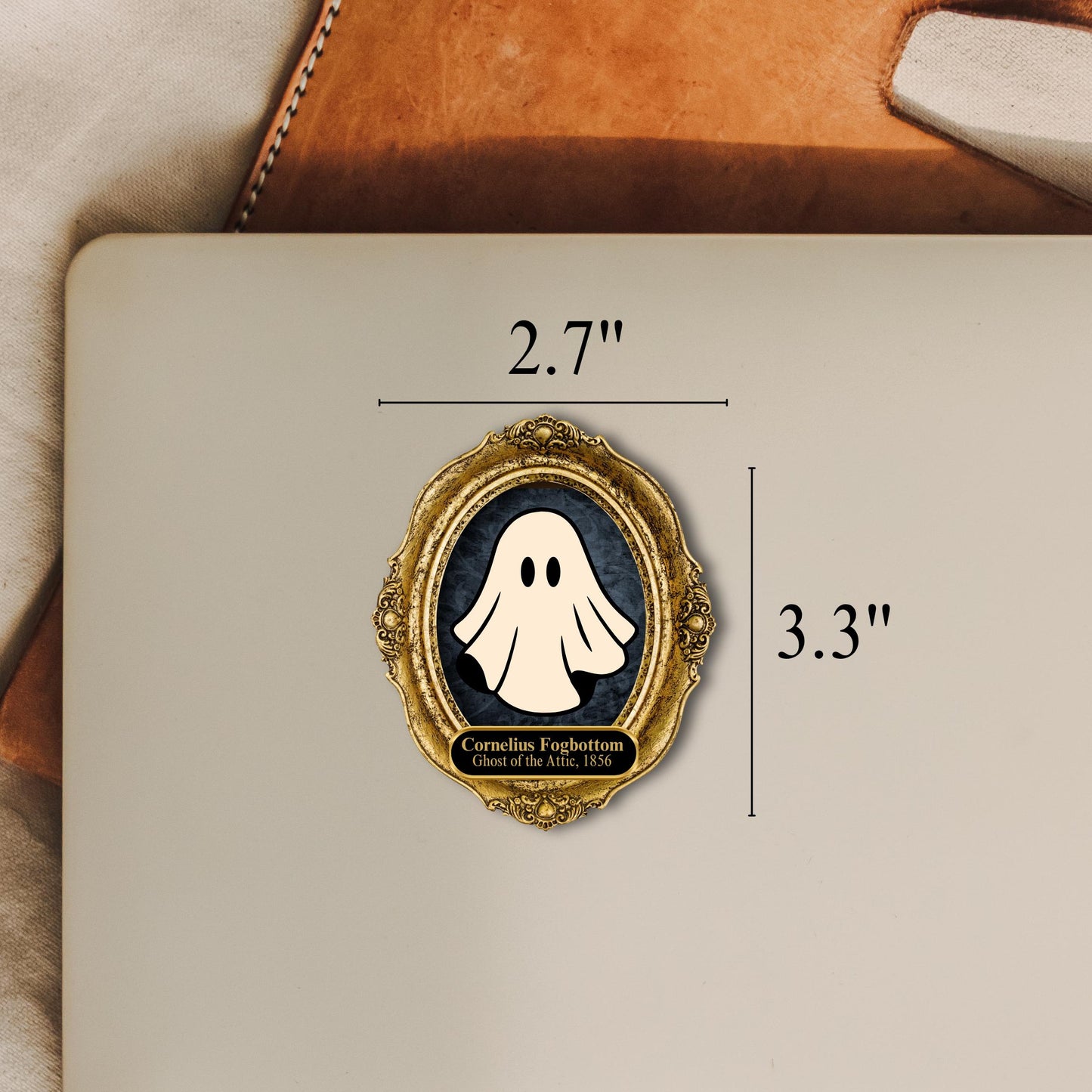 Vintage Halloween Ghost & Bones Frame Vinyl Sticker | Waterproof | Water bottle sticker