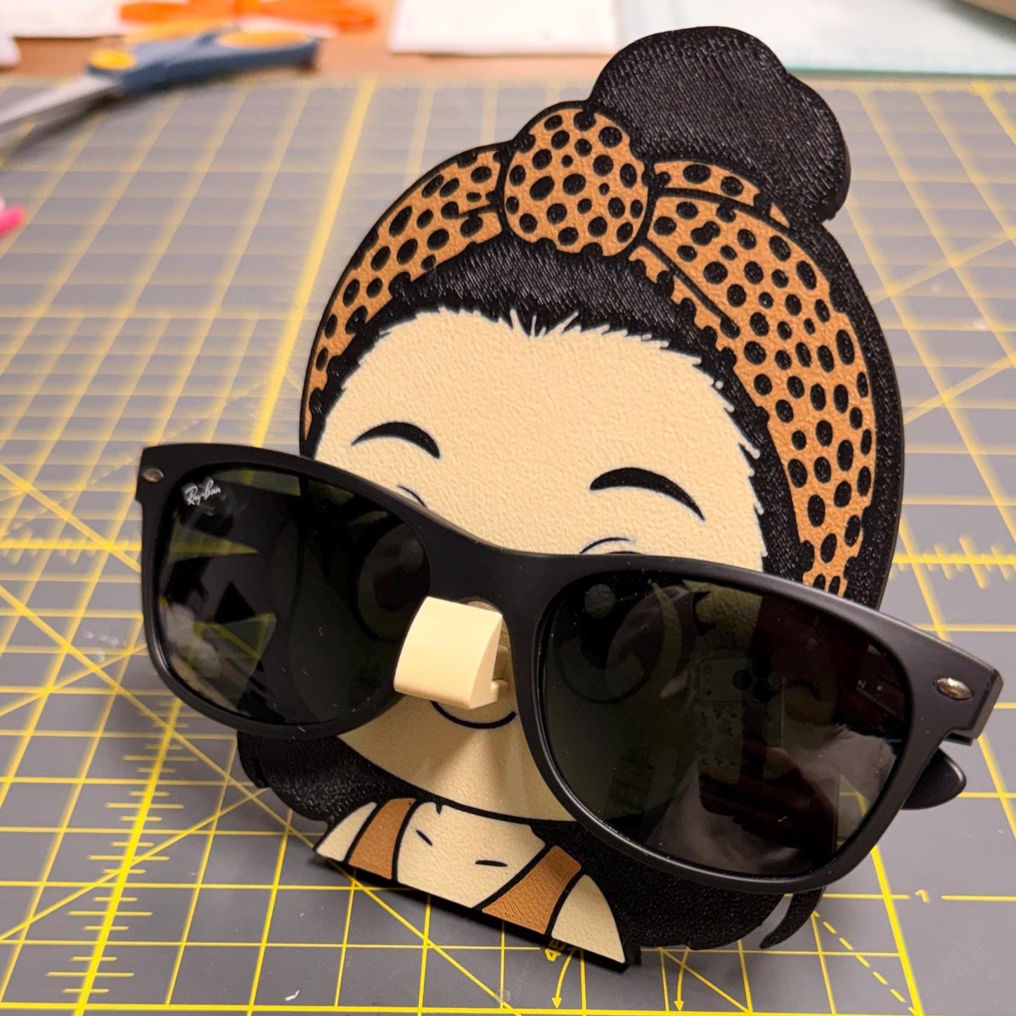 Custom Glasses Stand with Cartoon Face, Personalized Eyewear Holder, Desk Organizer Gift