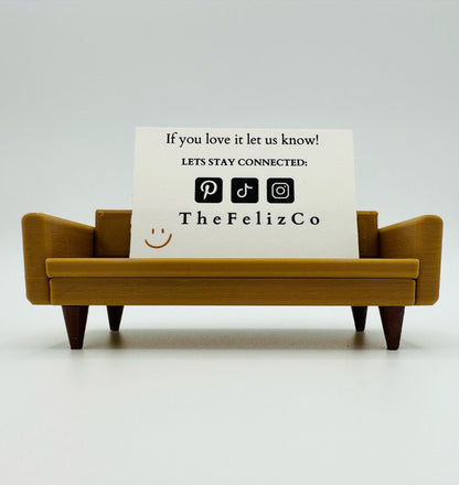 3D Printed Mini Sofa Business Card Holder: Modern Desk Organizer