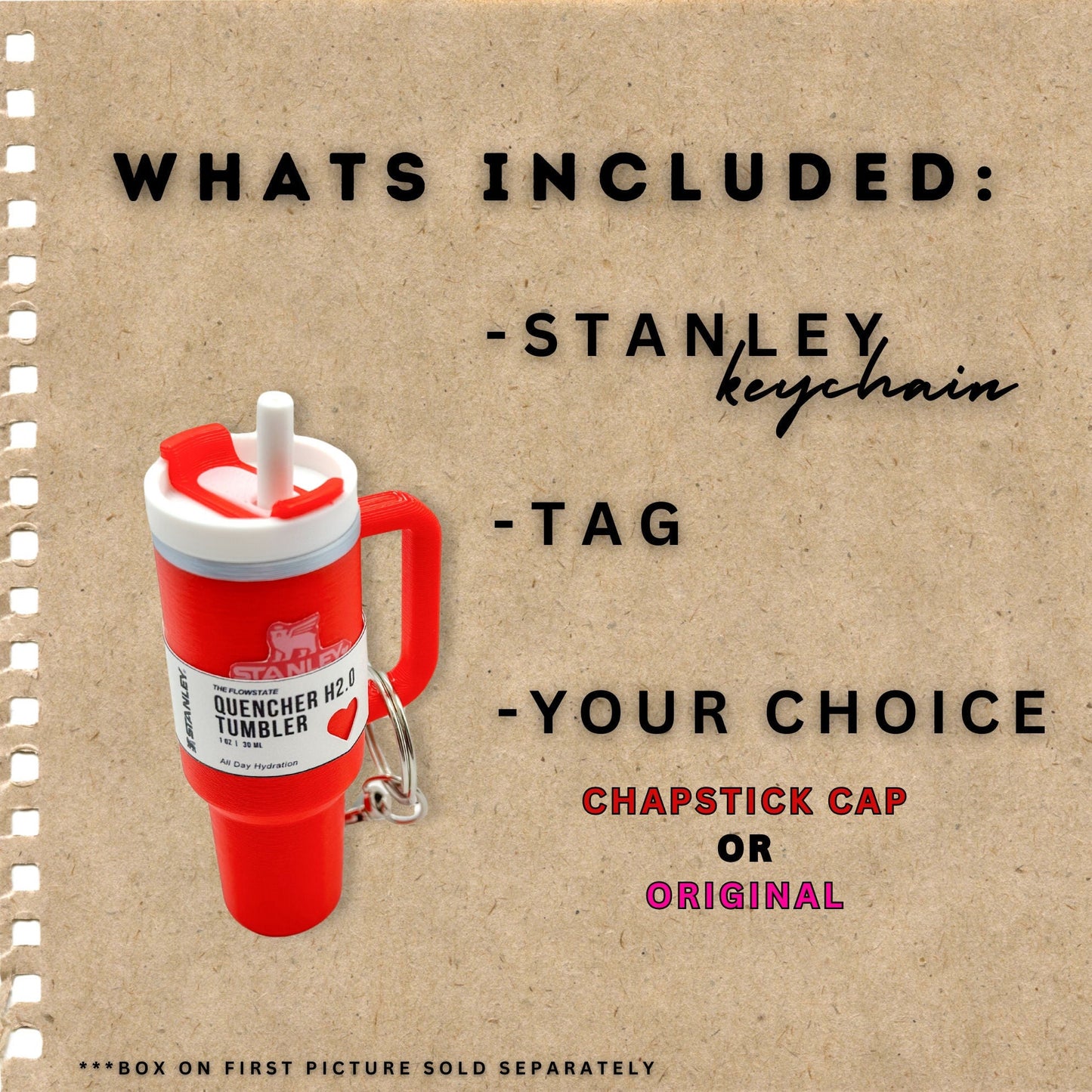 Miniature Valentine Stanley Tumbler Keychain | Chapstick Holder