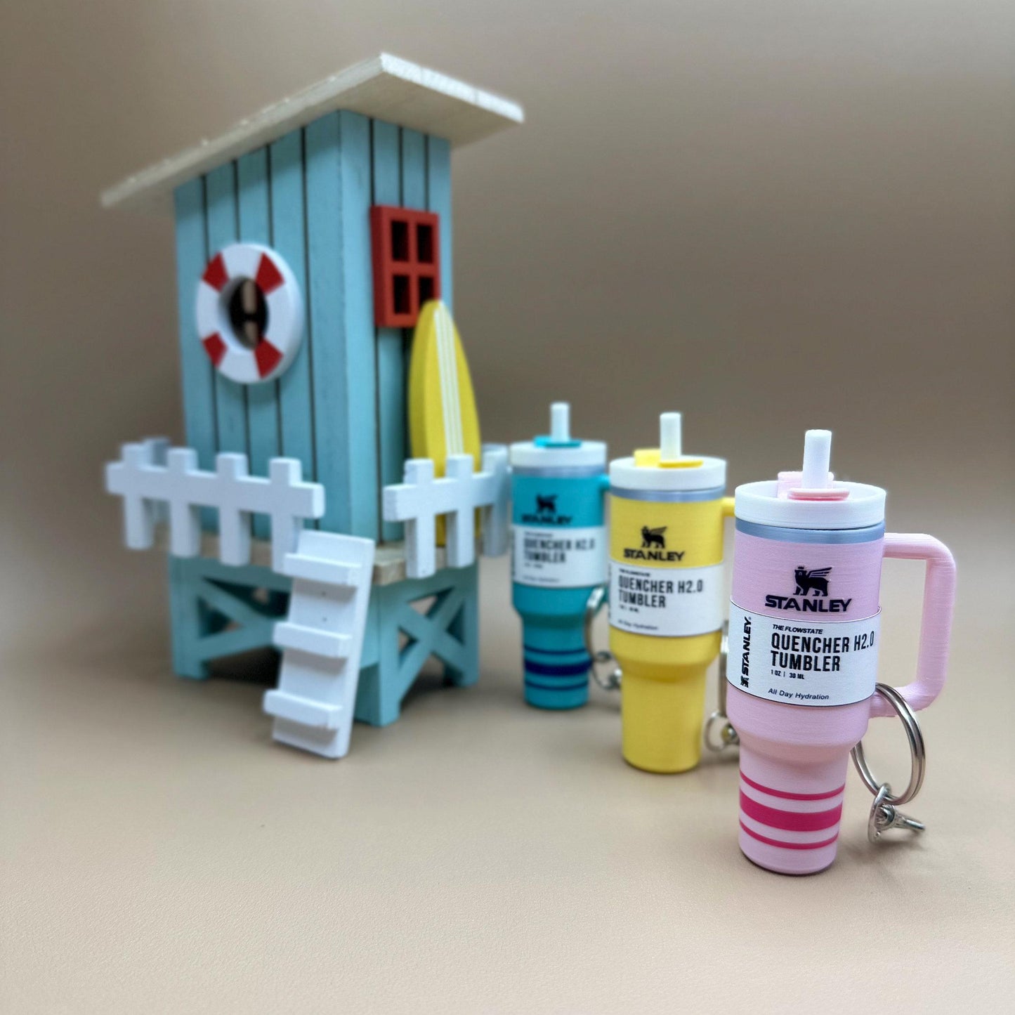 3D Printed Miniature Stanley Tumbler Keychain: Chapstick Holder