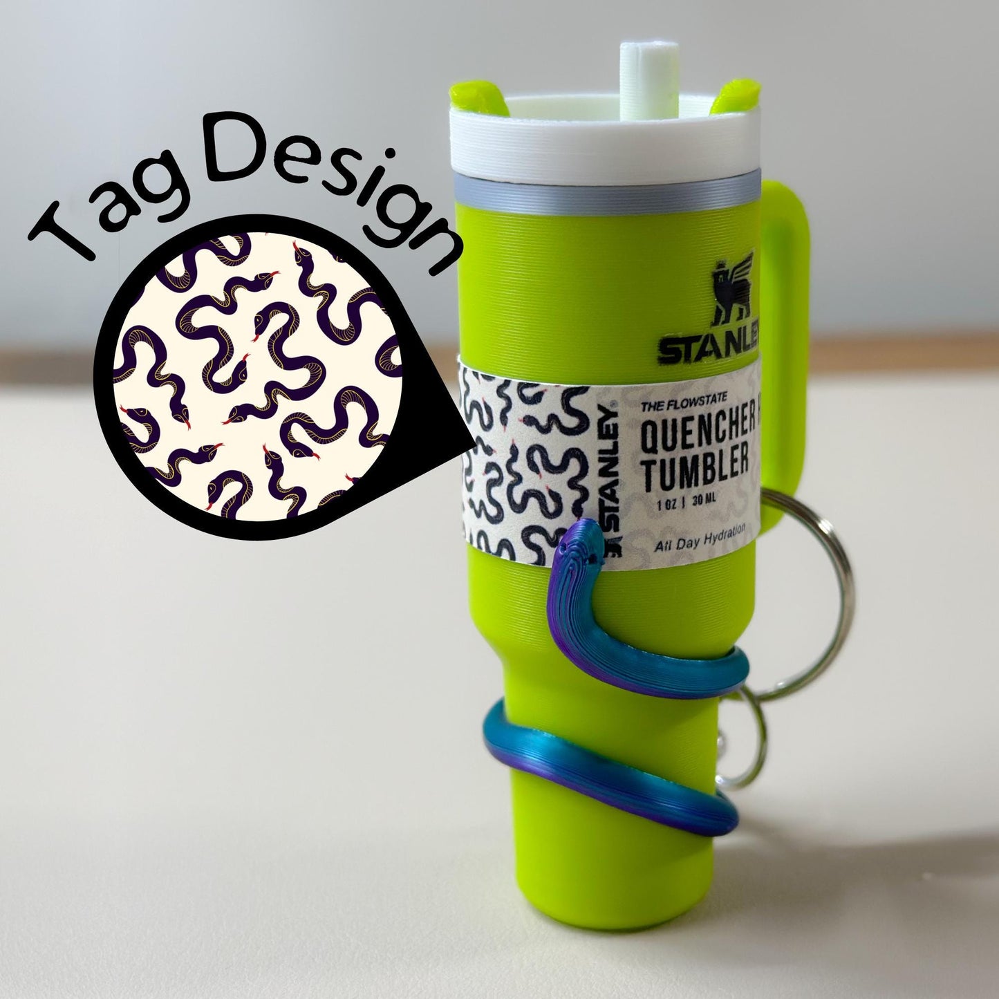 Halloween Snake Tumbler Keychain Chapstick Holder, Lip Balm Charm, Spooky Bag Accessory