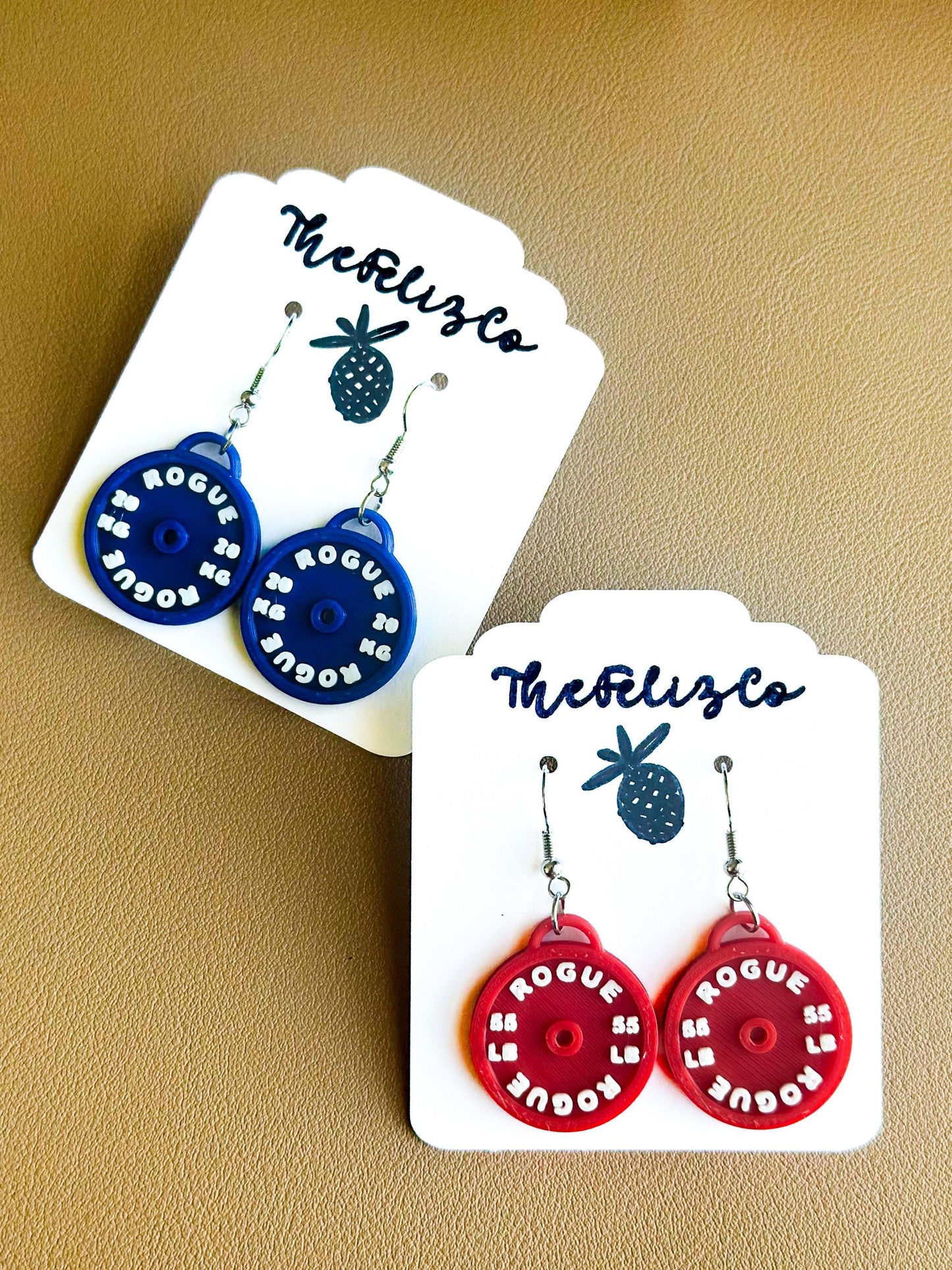 3D Printed Weightlifting Earrings: Rogue Miniature Dumbbell Jewelry