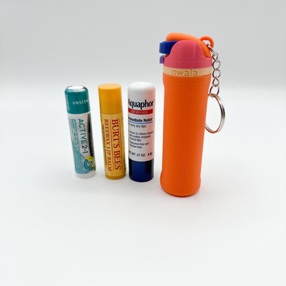 Mini Lip Balm Holder Keychain, EOS Chapstick Case, Tumbler Style Bag Charm, Travel Gift