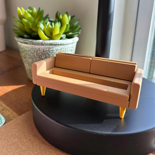 3D Printed Mini Sofa Business Card Holder: Modern Desk Organizer