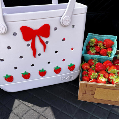 3D Printed Strawberry Bogg Bag Charm: Hard Plastic Decor