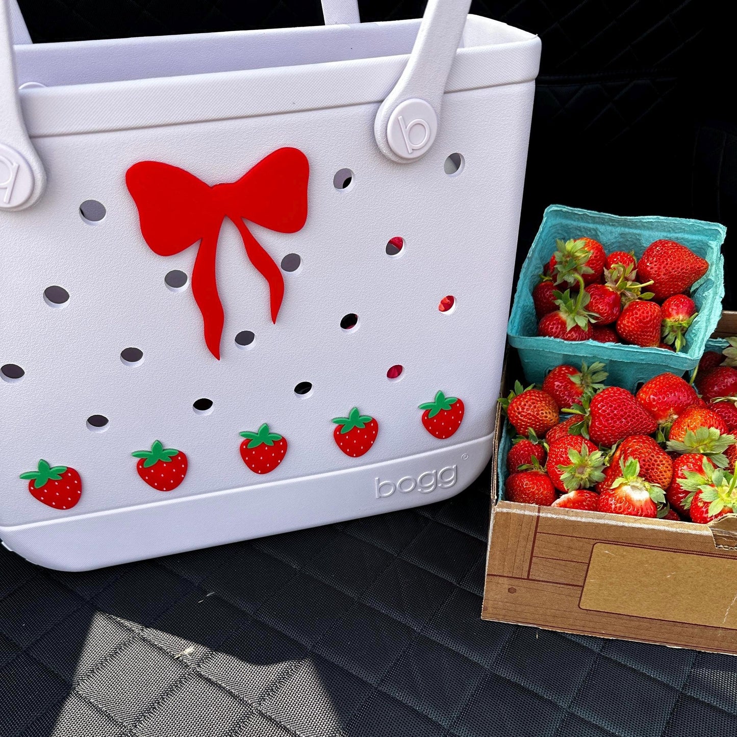 Strawberry Bogg Bag Charm, Hard Plastic Bag Accessory, Cute Purse Decor, Gift