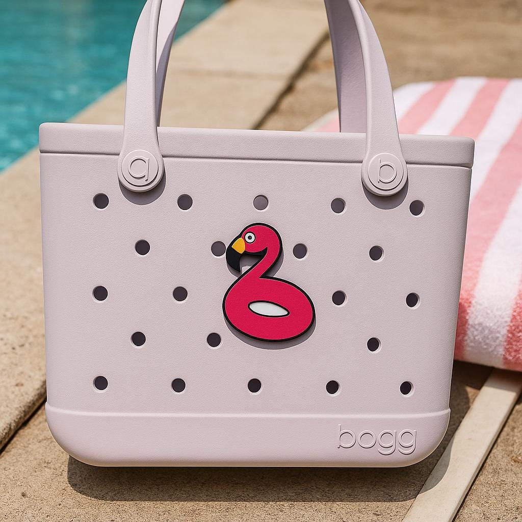 Flamingo Pool Float Bogg Bag Charm, Hard Plastic Bag Accessory, Cute Purse Decor, Summer Gift