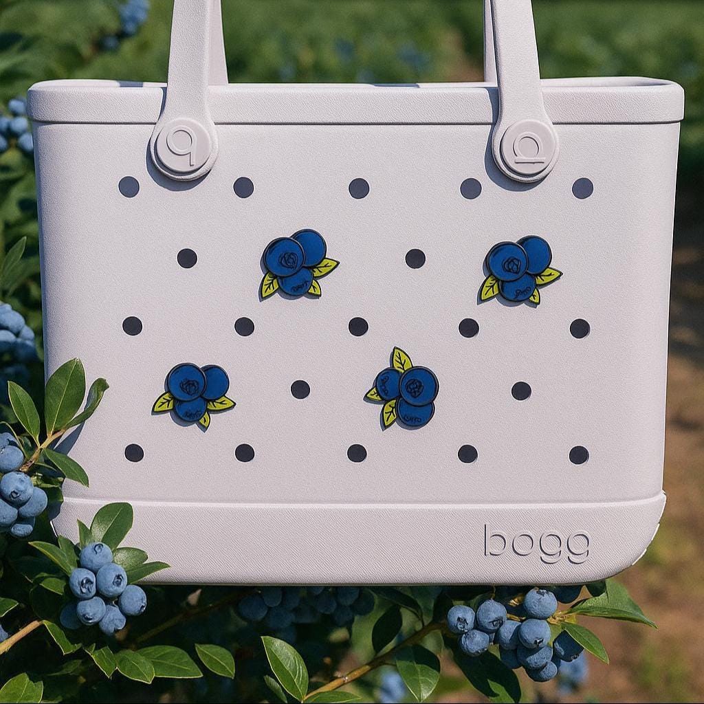 Blueberries Bogg Bag Charm: 3D Printed Hard Plastic Decor
