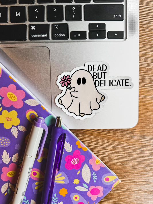 Cute Halloween Ghost Vinyl Sticker | Waterproof Dead But Beautiful | Water bottle sticker
