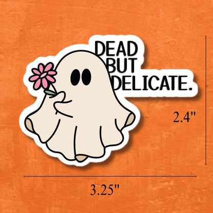 Cute Halloween Ghost Vinyl Sticker | Waterproof Dead But Beautiful | Water bottle sticker