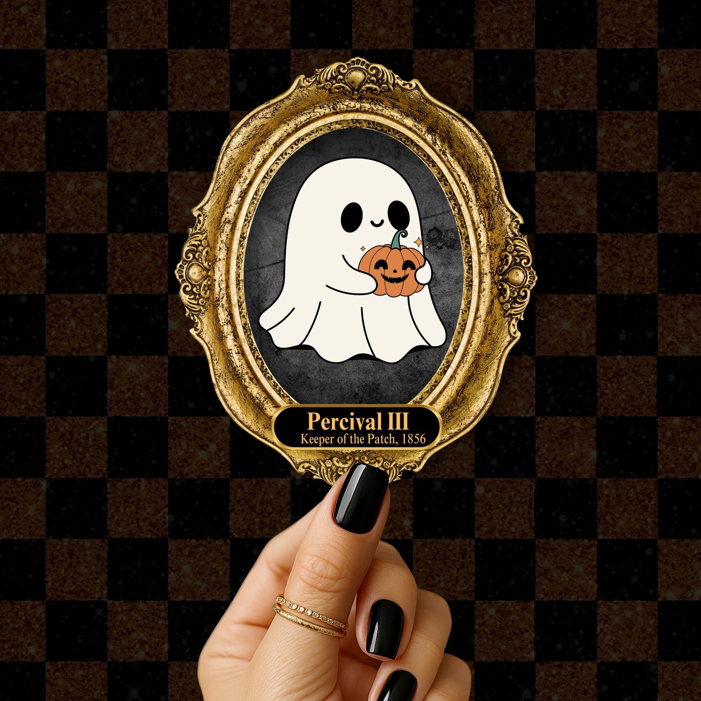 Vintage Halloween Ghost & Bones Frame Vinyl Sticker | Waterproof | Water bottle sticker