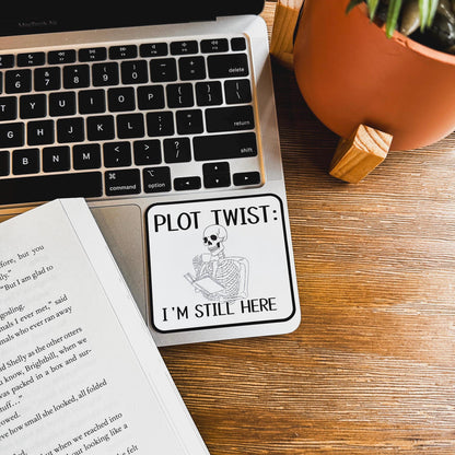 Skeleton Plot Twist Vinyl Sticker: Waterproof Laptop Decal