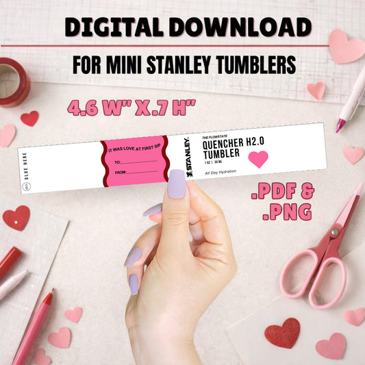 Printable Tumbler Gift Tag Valentines Day Non Candy School Party Favor Digital Download