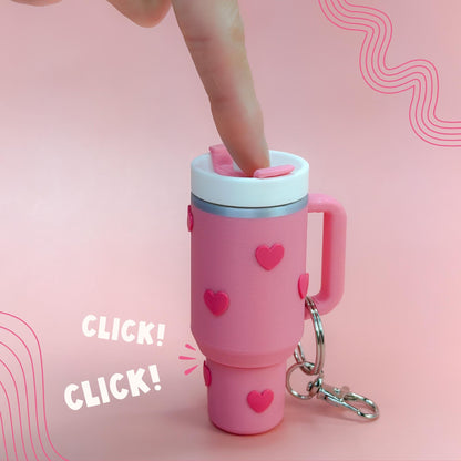 Fidget Clicker Tumbler Keychain with Storage, Stress Relief Toy, Sensory Desk Fidget, Mini Bag Charm Gift