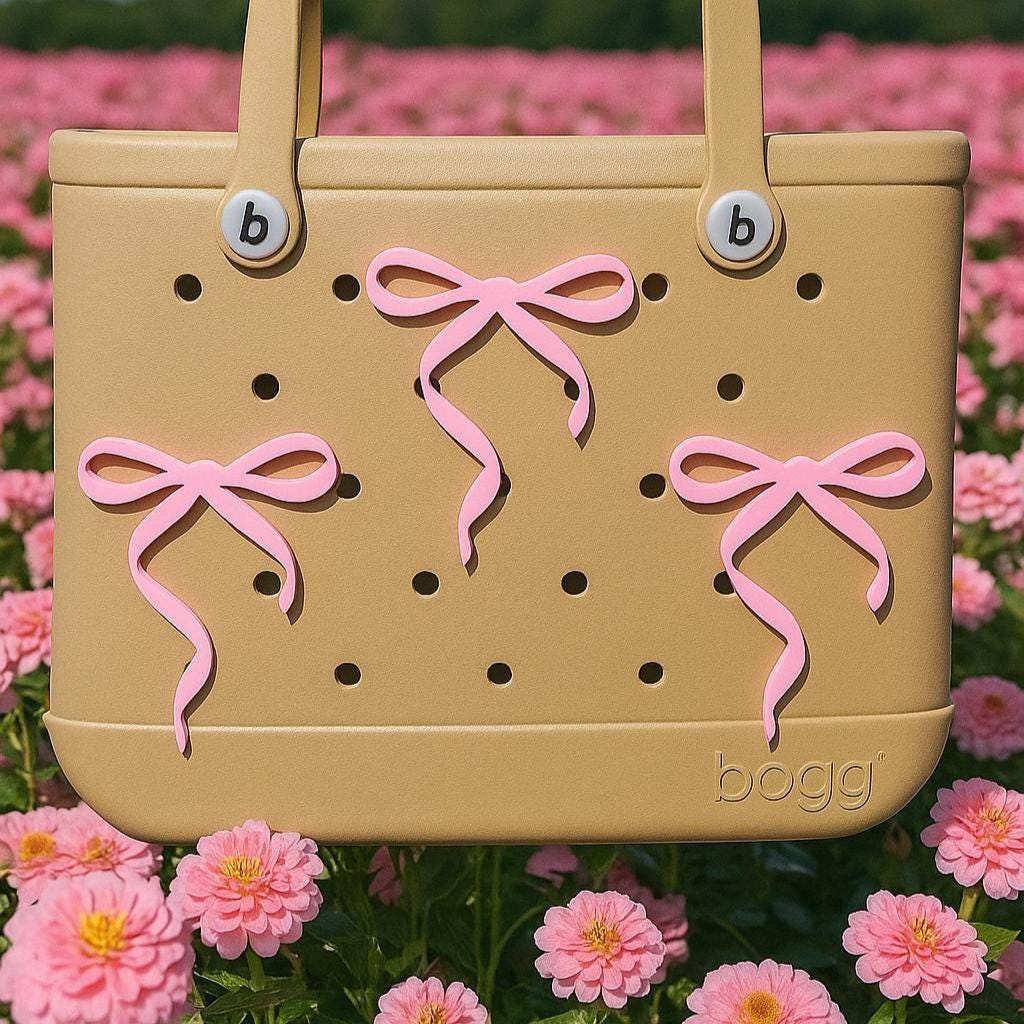 Coquette Thin Bow Bogg Bag Charm: Tote Attachment, Mothers day, Teacher appreciation gifts