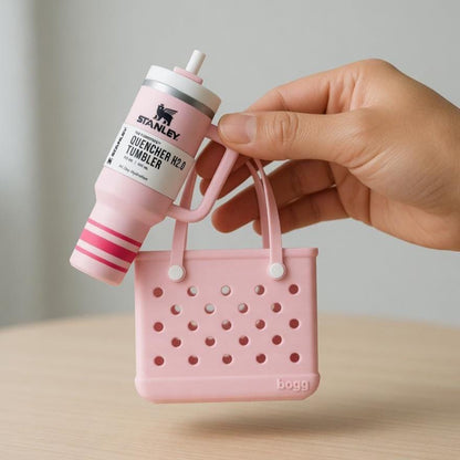 Mini Bogg Bag Accessory, Doll Size Tote, Hard Plastic Mini Bag, Bag Charm Insert, Purse Decor